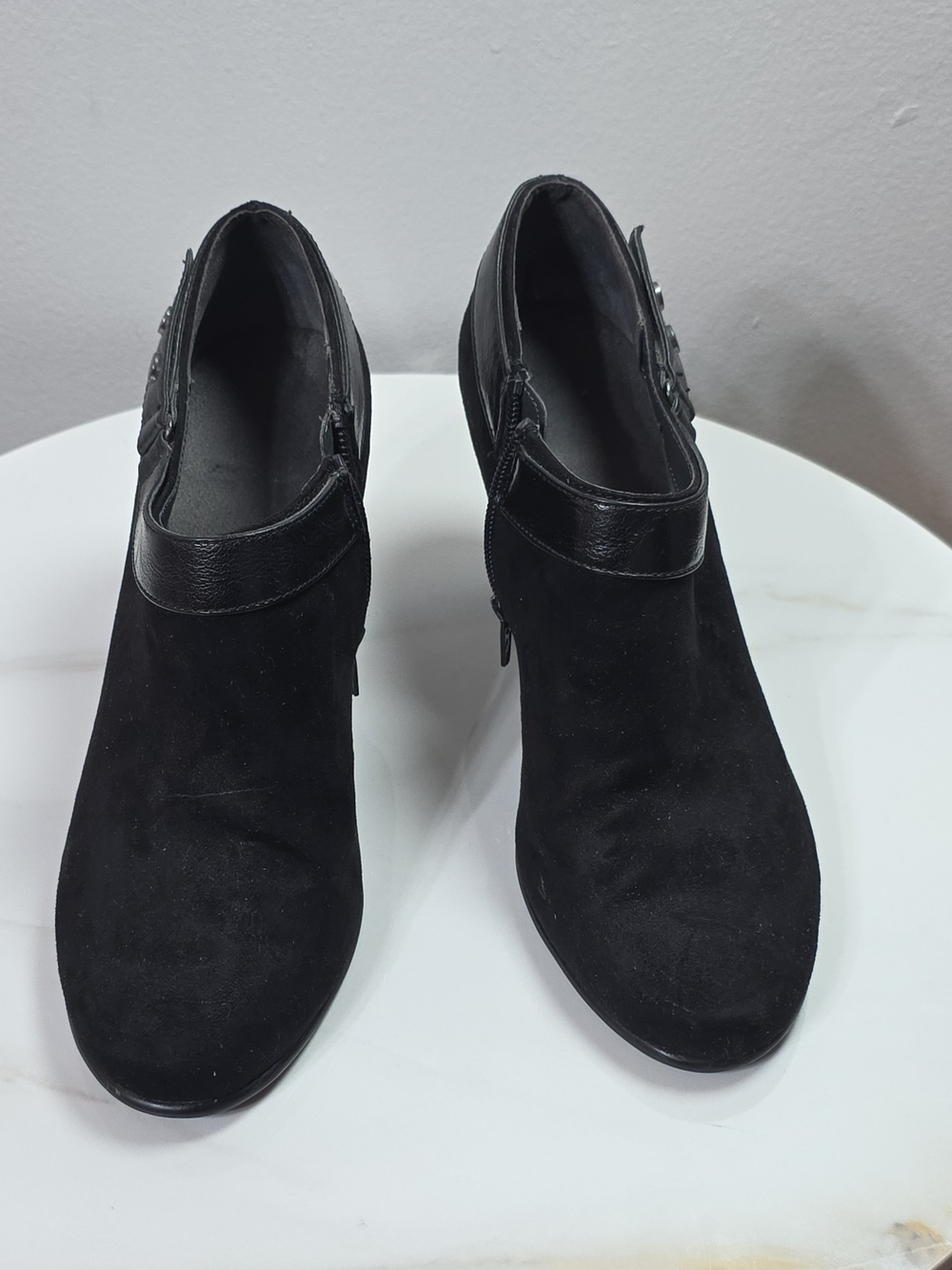 Black Women's Suede Ankle Booties - Classic Comfort